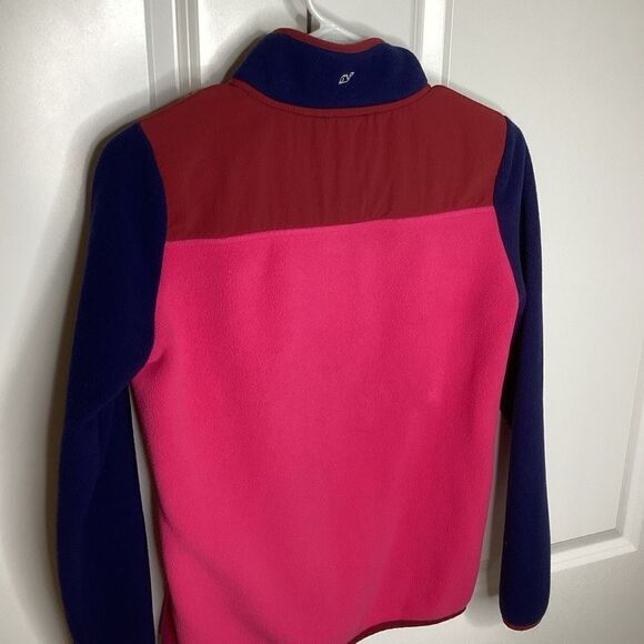Ladies Vineyard Vines 1/4 Snap Fleece‎ Shep XXS Pink Maroon Navy - Picture 6 of 9